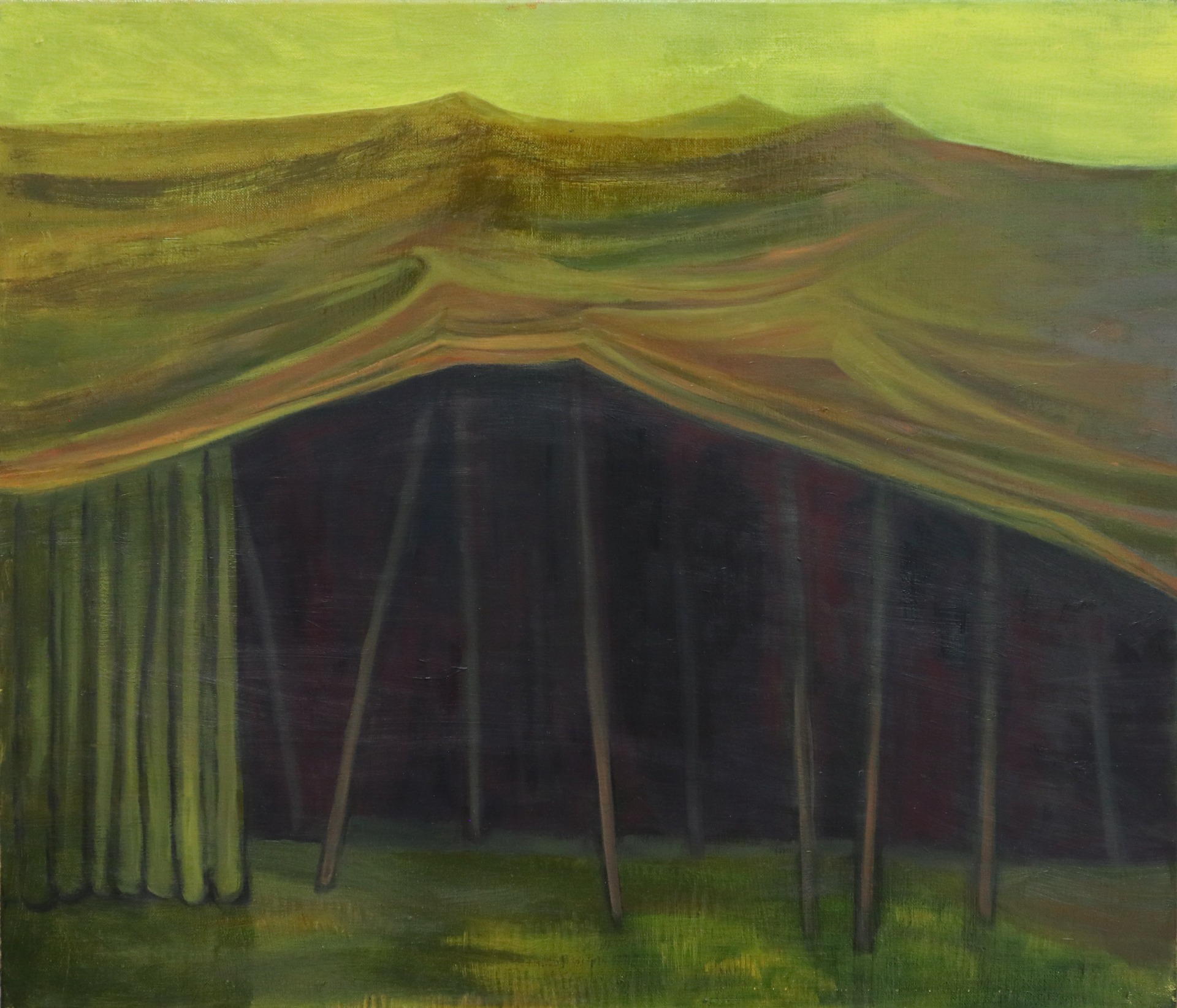 Ilmestysmaja, 2023, oil on linen, 60 x 70 cm